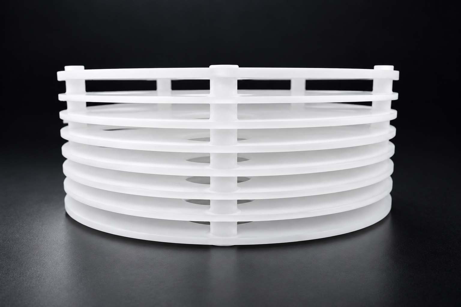 Stacked opaque quartz insulation rings held by vertical supports for large diameter thick wall quartz tubes