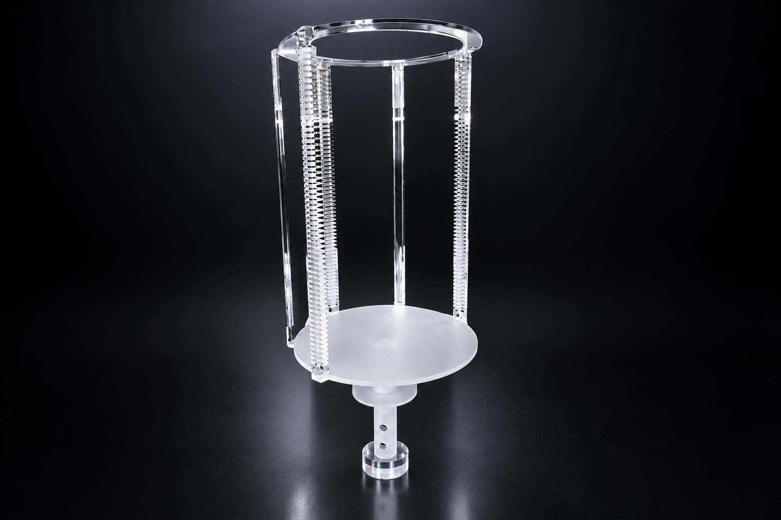 Vertical quartz wafer holder with slotted support columns and base for quartz wafer carriers holders